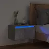 vidaXL Table de chevet murale avec lumières LED gris béton