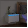 vidaXL Table de chevet murale avec lumières LED blanc