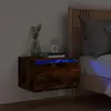 vidaXL Table de chevet murale avec lumières LED chêne fumé