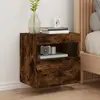 vidaXL Meuble TV mural avec lumières LED chêne fumé 40x30x40 cm