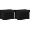 vidaXL Tables de chevet murales avec lumières LED 2 pcs noir