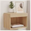 vidaXL Table de chevet murale avec lumières LED chêne sonoma