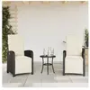 vidaXL Chaises inclinables de jardin lot de 2 repose-pied noir rotin