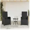 vidaXL Chaises inclinables de jardin lot de 2 repose-pied noir rotin