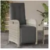 vidaXL Chaise inclinable de jardin avec repose-pied gris clair rotin
