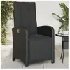 vidaXL Chaise inclinable de jardin et repose-pied noir résine tressée