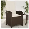 vidaXL Chaise inclinable de jardin avec coussins marron résine tressée