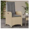 vidaXL Chaise inclinable de jardin coussins mélange beige poly rotin