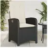 vidaXL Chaise inclinable de jardin avec coussins noir résine tressée