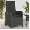 vidaXL Chaise inclinable de jardin avec coussins noir résine tressée