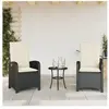 vidaXL Chaises inclinables de jardin lot de 2 et coussins noir rotin
