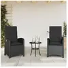 vidaXL Chaises inclinables de jardin lot de 2 et coussins noir rotin
