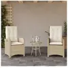 vidaXL Chaises inclinables de jardin lot de 2 et coussins beige rotin