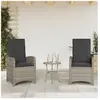 vidaXL Chaises inclinables de jardin lot de 2 et coussins gris rotin