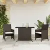 vidaXL Ensemble de bistro 3 pcs avec coussins marron résine tressée