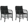 vidaXL Chaises de jardin avec coussins 2 pcs noir résine tressée