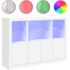 vidaXL Buffets avec lumières LED 3 pcs blanc bois d'ingénierie