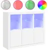 vidaXL Buffets avec lumières LED 3 pcs blanc bois d'ingénierie