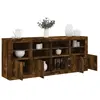 vidaXL Buffet avec lumières LED chêne fumé 163x37x67 cm