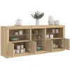 vidaXL Buffet avec lumières LED chêne sonoma 181,5x37x67 cm