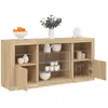 vidaXL Buffet avec lumières LED chêne sonoma 142,5x37x67 cm