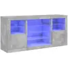vidaXL Buffet avec lumières LED gris béton 142,5x37x67 cm