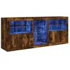 vidaXL Buffet avec lumières LED chêne fumé 162x37x67 cm
