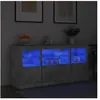 vidaXL Buffet avec lumières LED gris béton 142,5x37x67 cm