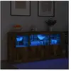 vidaXL Buffet avec lumières LED chêne fumé 142,5x37x67 cm