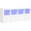 vidaXL Buffet avec lumières LED blanc 163x37x67 cm