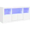 vidaXL Buffet avec lumières LED blanc 142,5x37x67 cm