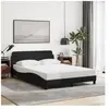 vidaXL Cadre de lit avec tête de lit Noir 120x200 cm Tissu