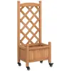 vidaXL Jardinière avec treillis et roues marron bois massif de sapin