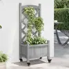 vidaXL Jardinière avec treillis et roues gris bois massif de sapin