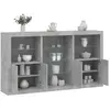 vidaXL Buffet avec lumières LED gris béton 181,5x37x100 cm