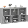 vidaXL Buffet avec lumières LED gris béton 181,5x37x100 cm