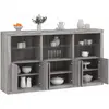 vidaXL Buffet avec lumières LED sonoma gris 181,5x37x100 cm