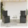 vidaXL Chaises inclinables de jardin lot de 2 et repose-pied rotin