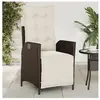 vidaXL Chaise inclinable de jardin repose-pied marron résine tressée