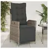 vidaXL Chaise inclinable de jardin et repose-pied gris résine tressée