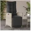 vidaXL Chaise inclinable de jardin avec repose-pied gris clair rotin