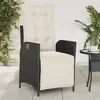 vidaXL Chaise inclinable de jardin et repose-pied noir résine tressée
