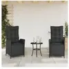 vidaXL Chaises inclinables de jardin lot de 2 repose-pied noir rotin