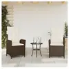 vidaXL Chaises inclinables de jardin lot de 2 et coussins marron rotin