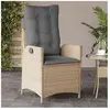 vidaXL Chaise inclinable de jardin coussins mélange beige poly rotin