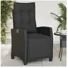 vidaXL Chaise inclinable de jardin et repose-pied noir résine tressée
