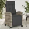 vidaXL Chaise inclinable de jardin et repose-pied gris résine tressée
