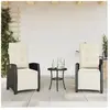 vidaXL Chaises inclinables de jardin lot de 2 repose-pied noir rotin