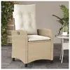 vidaXL Chaise inclinable de jardin avec coussins beige résine tressée