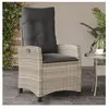 vidaXL Chaise inclinable de jardin coussins gris clair résine tressée